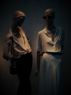 A stylish women's shirt displayed on a mannequin.