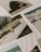 A collection of printed photographs scattered on a surface, with images depicting natural landscapes, including grassy fields and shorelines. The focus is on a photograph featuring a wooden fence alongside green vegetation.