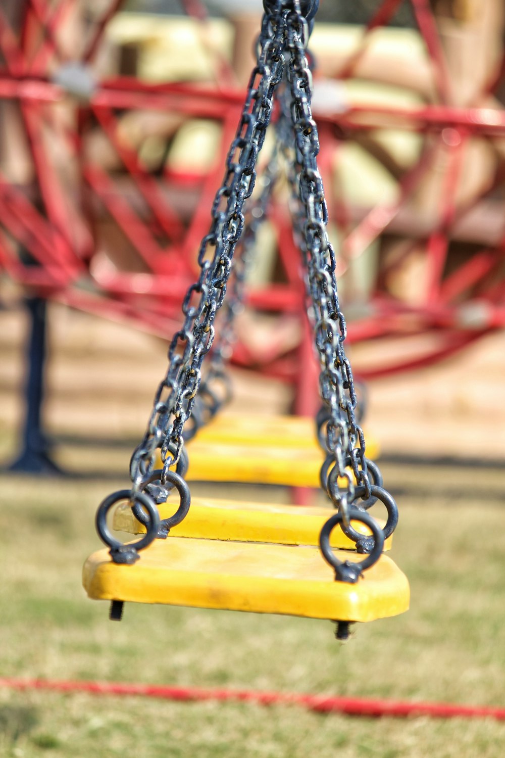 macro shot of stainless steel swing chair