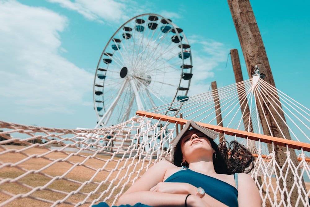 woman sleeping on hammock