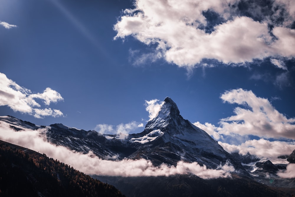 snow-covered mountain during daytime