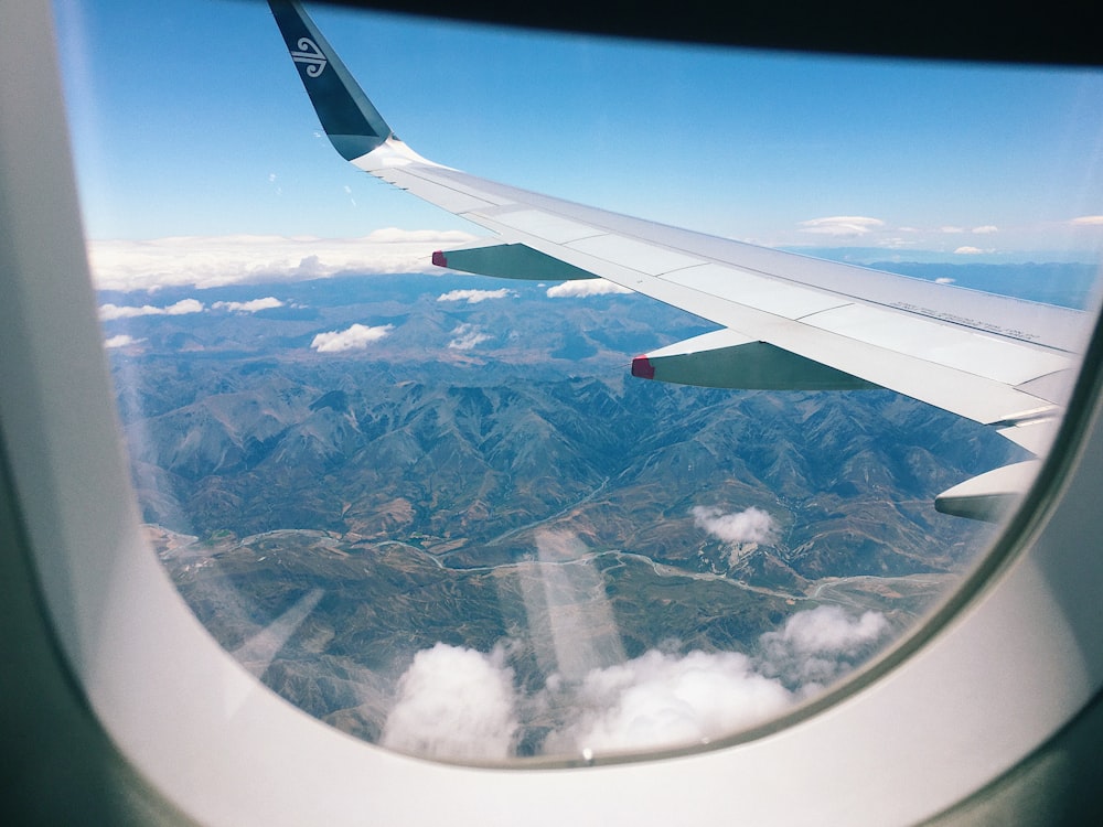 view of plane wings from airplane window