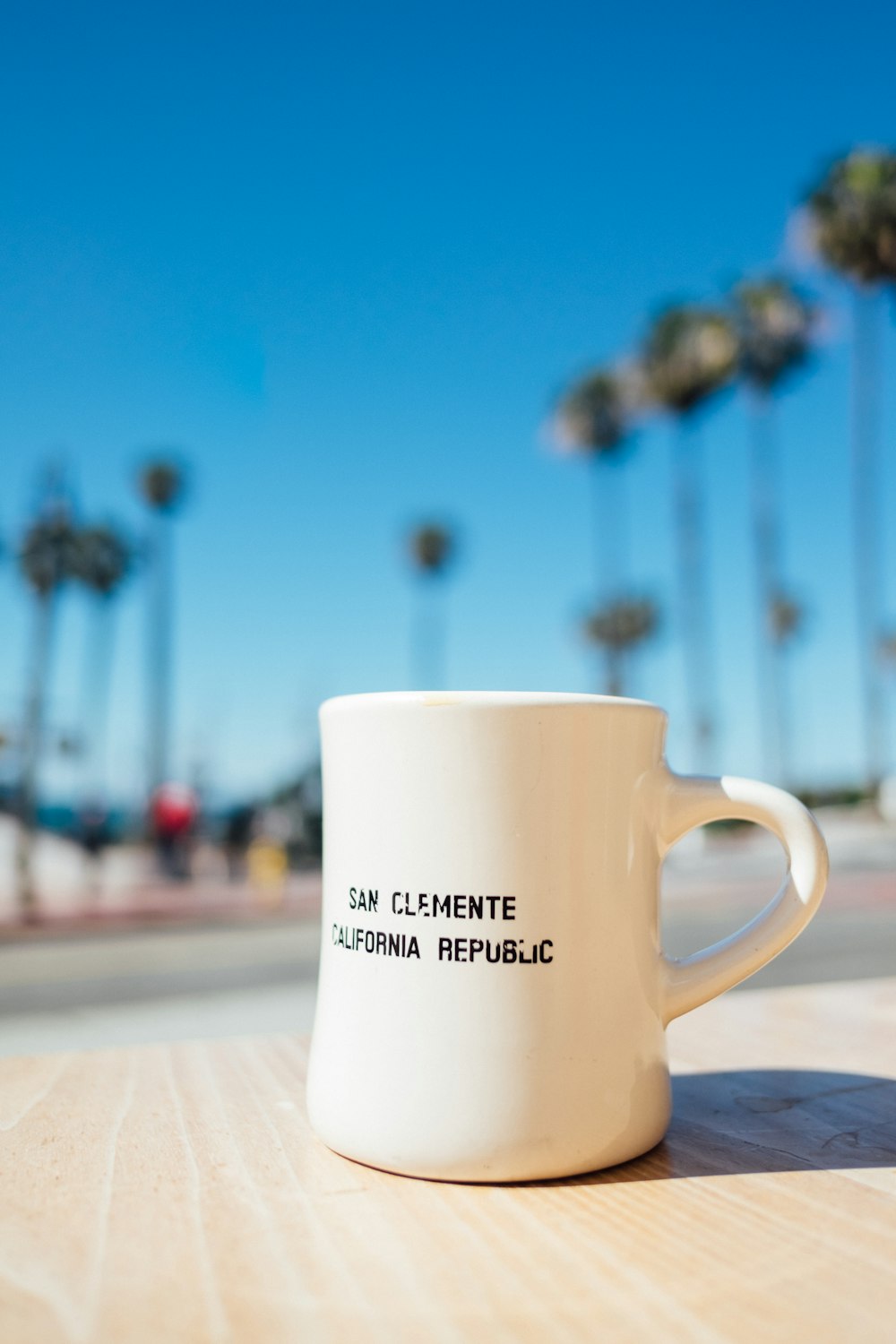 macro shot of white ceramic mug