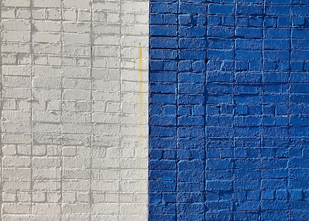 Pittura murale blu e bianca