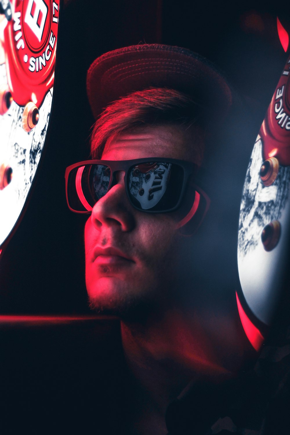 photo of man in black Wayfarer sunglasses