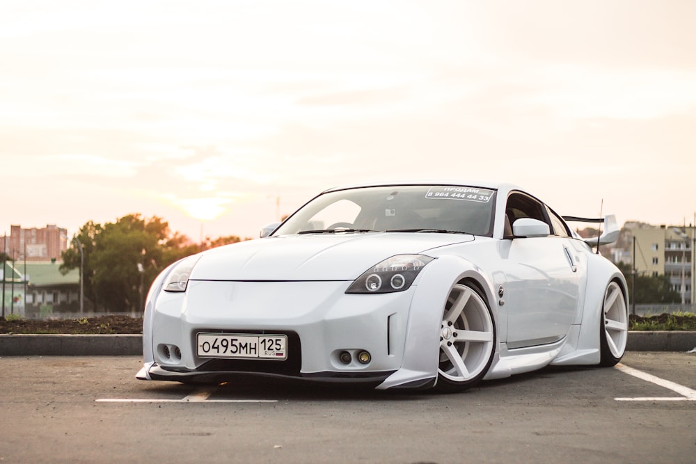 white sports car at parking area