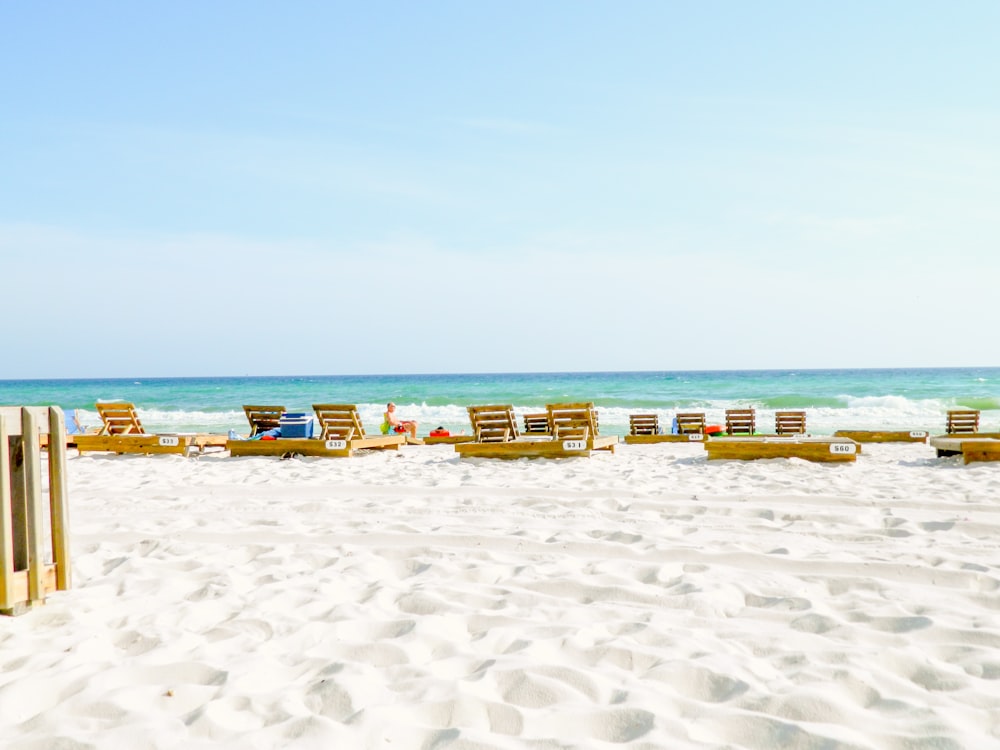 sun lounger on beach shore