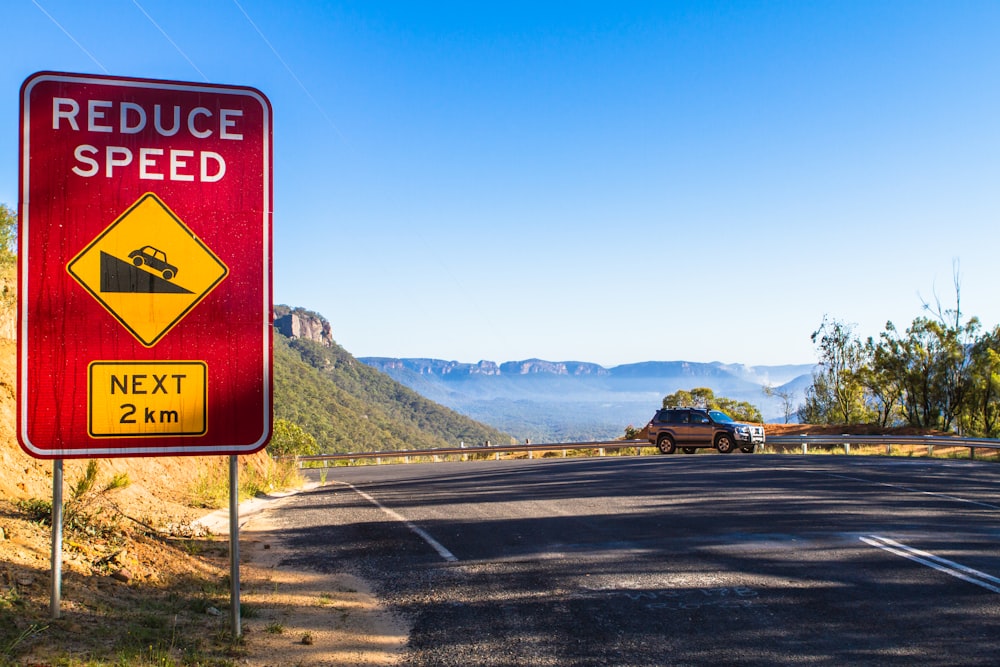 Reduce Speed road signage during daytime