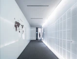 A modern hallway decorated with sleek 3D wall stickers adding depth and texture.