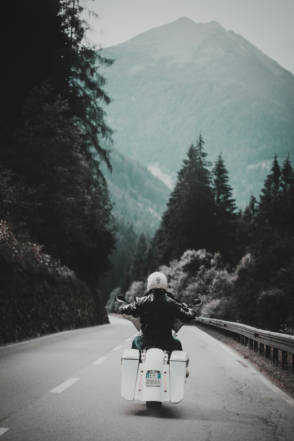 selective focus photography of person riding touring motorcycle on road