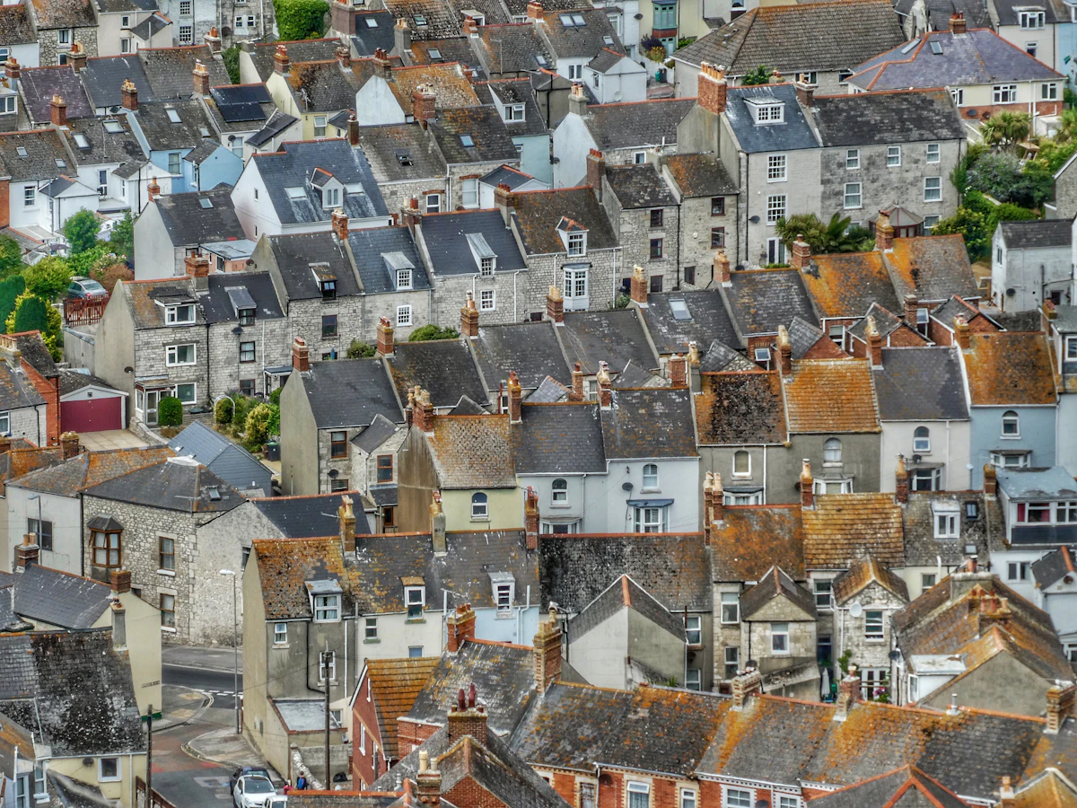 Aerial view of houses
