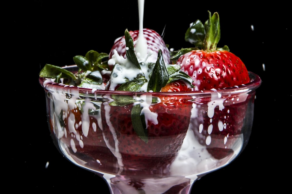 strawberries in parfait glass
