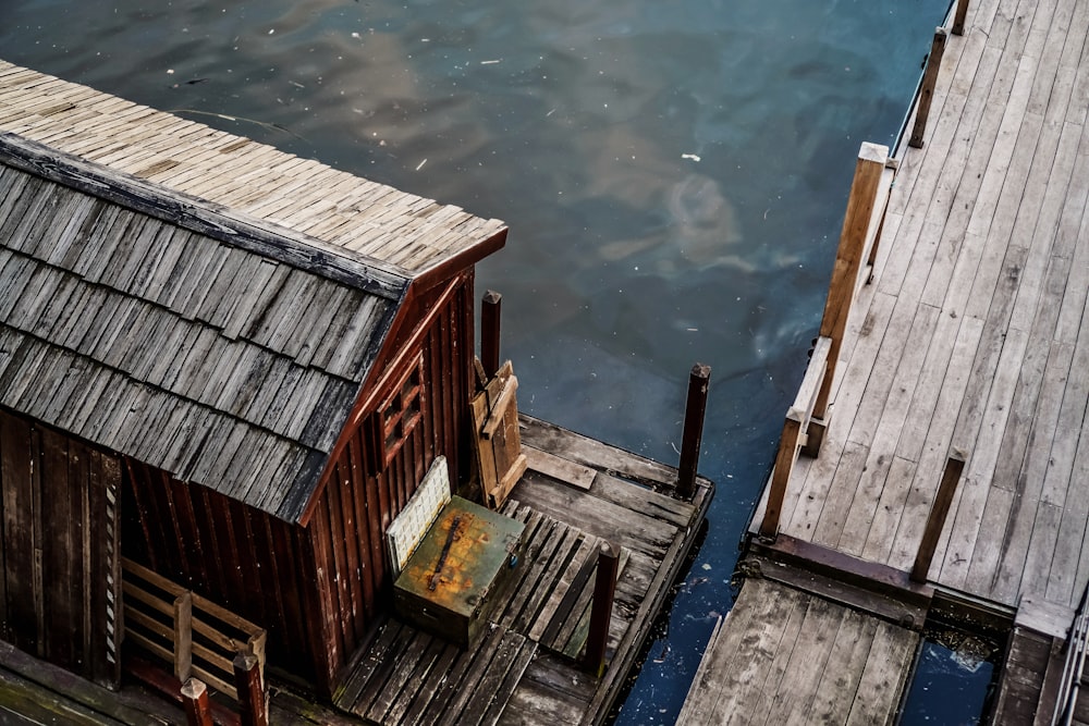 aerial photograph of brown house