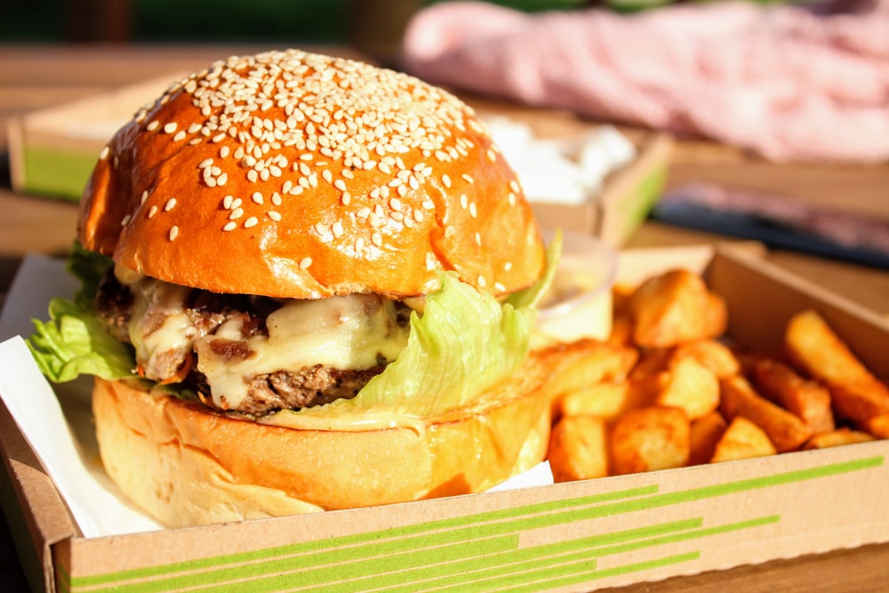 burger and potato fries