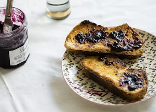 toasted bread in white plate