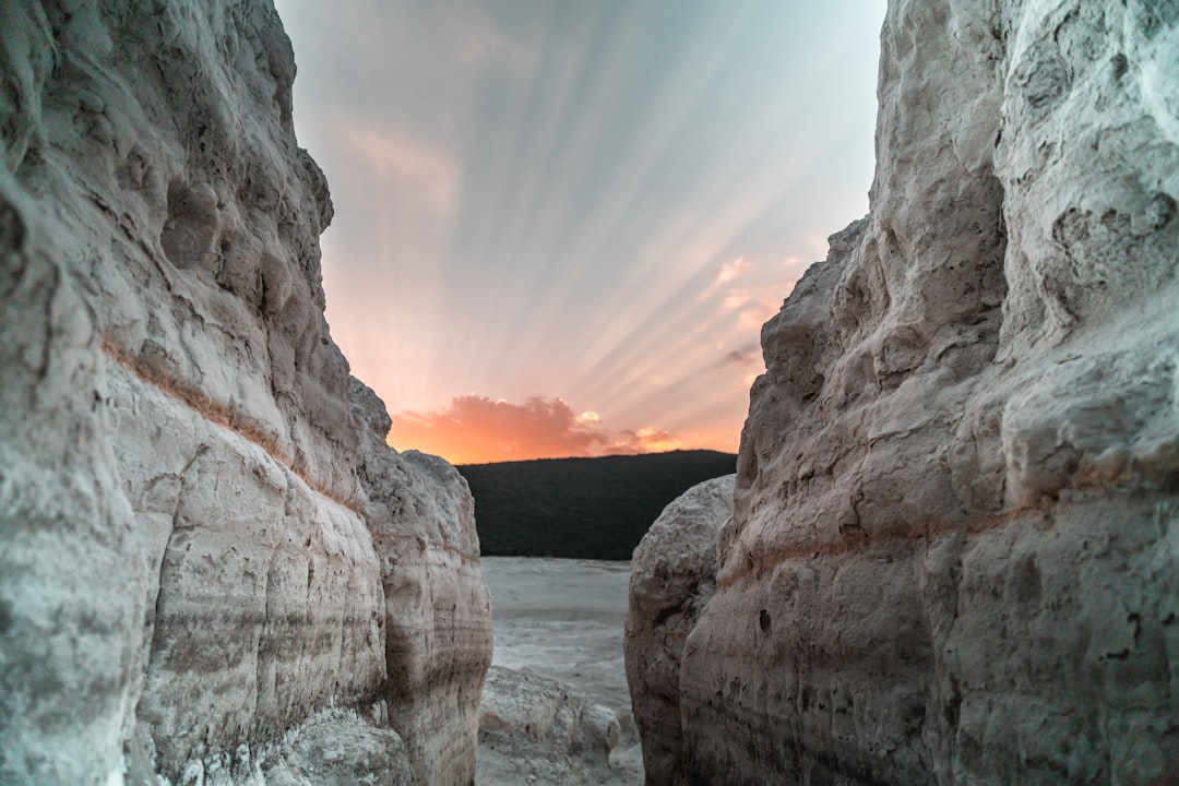 gray rock formation at sunrise