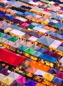 aerial photography of colorful tent