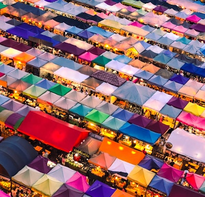 aerial photography of colorful tent