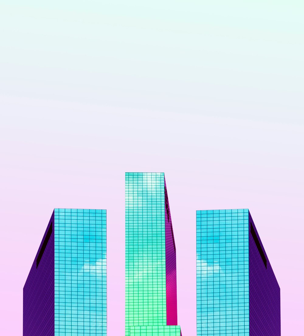 three tall buildings digital wallpaper