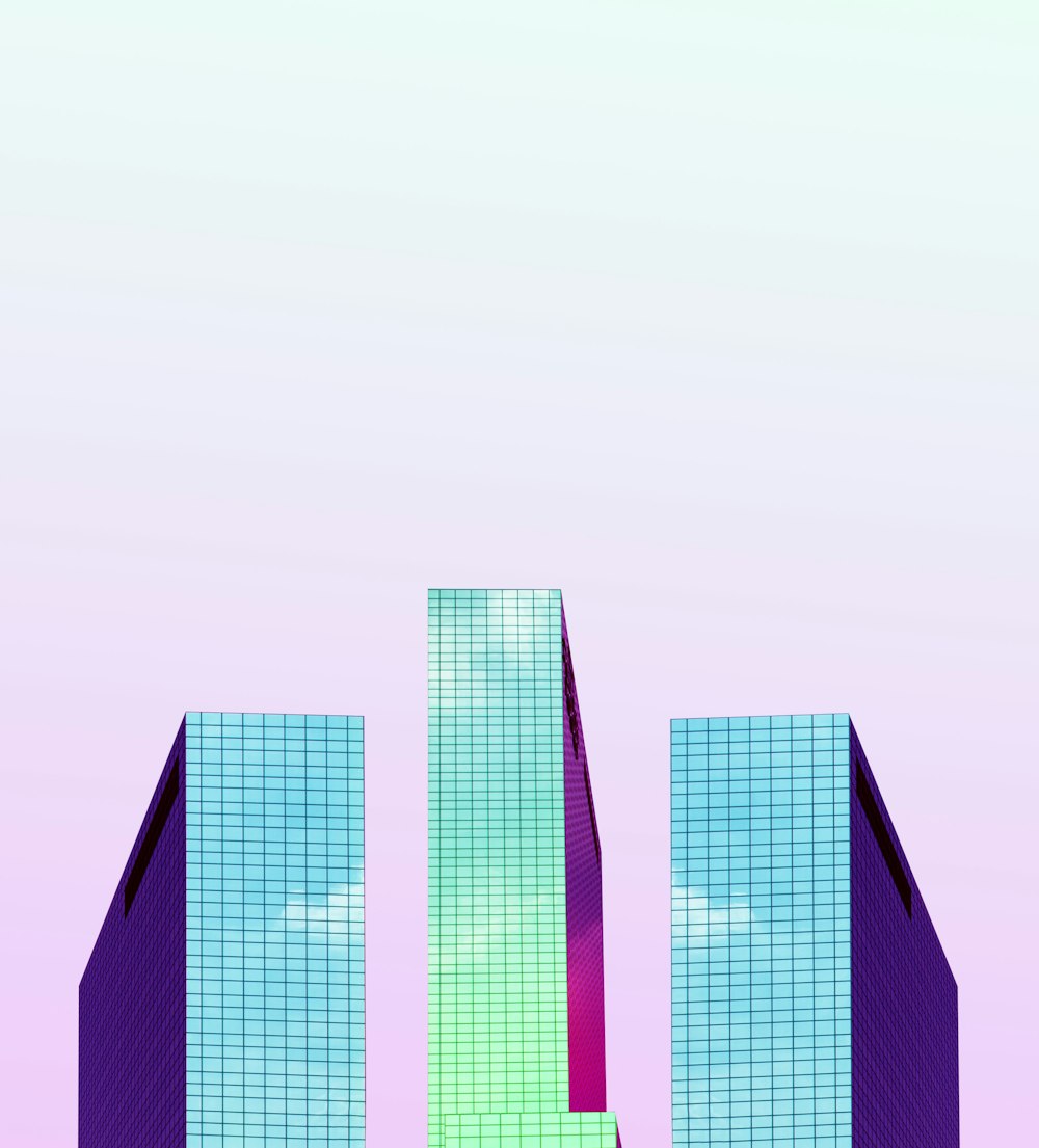 three tall buildings digital wallpaper