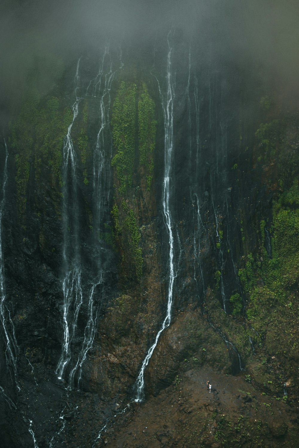 aerial photography of waterfalls