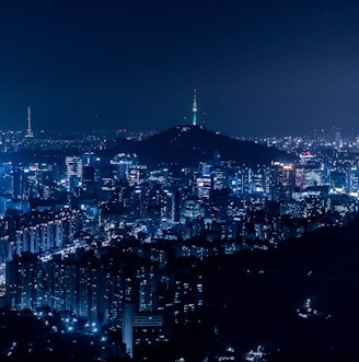 areal view with city during nighttime