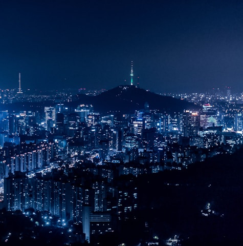 areal view with city during nighttime