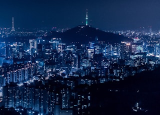areal view with city during nighttime