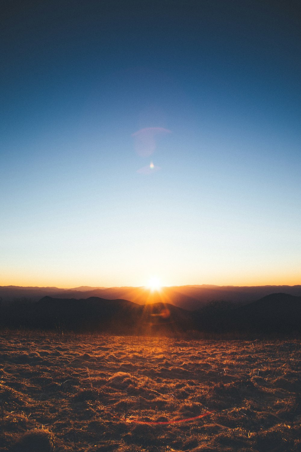 golden hour over mountain range