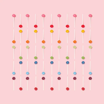 Brightly colored lollipops arranged in a cheerful bouquet.