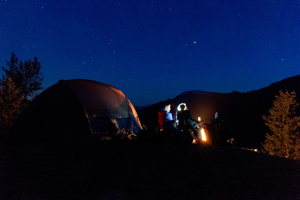 silhouette photo of tent