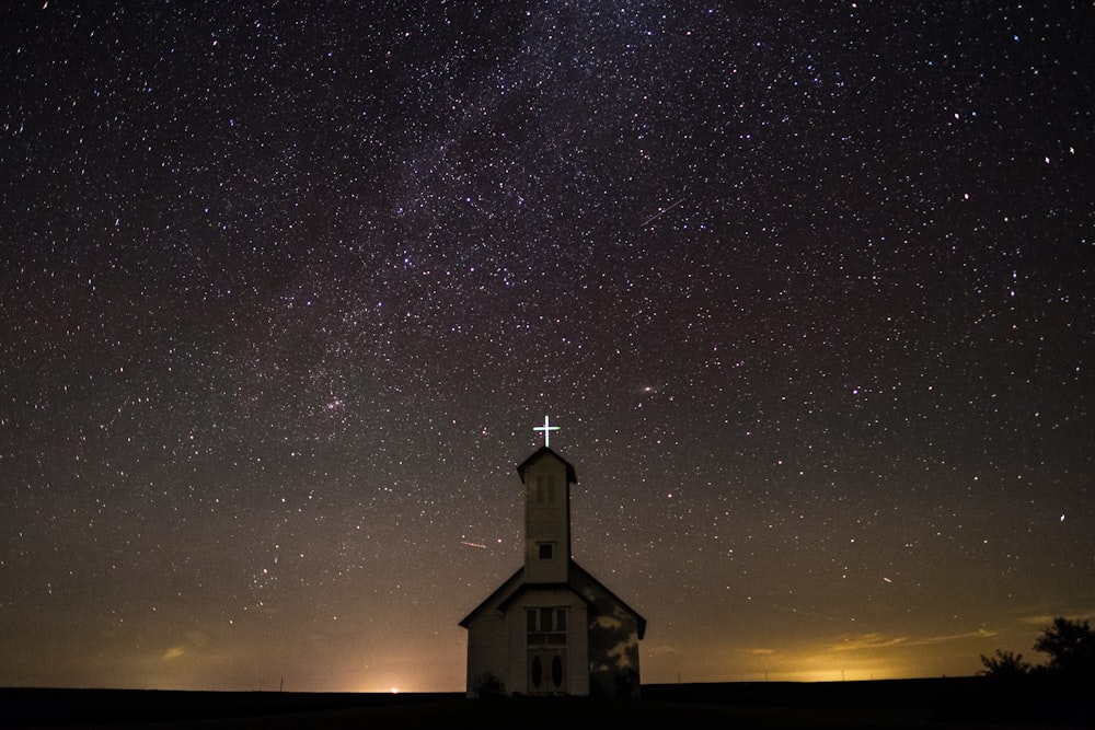 chapel under starry sky