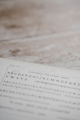 An old page displaying different alphabet styles used for schoolwork. Various fonts are presented in both uppercase and lowercase letters, focusing on instructional use.