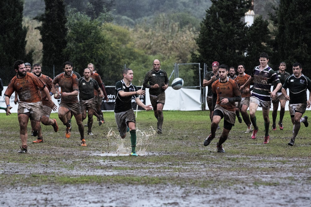 men playing football