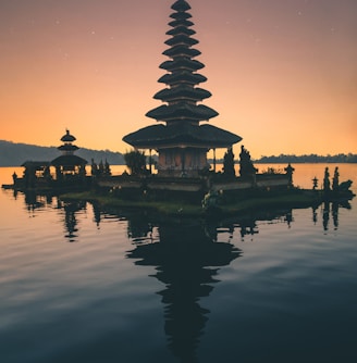 temple in between body of water