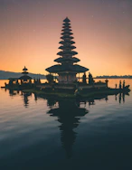 temple in between body of water