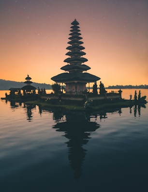temple in between body of water