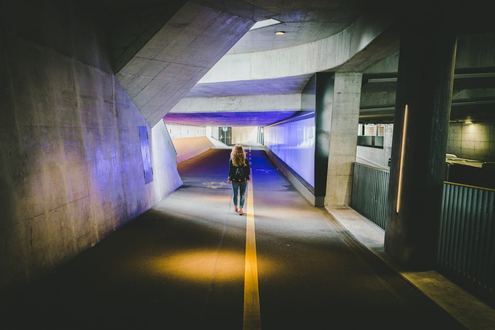 woman walking on street