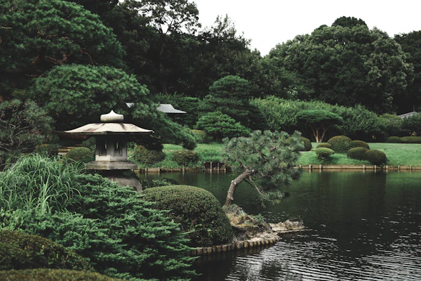 Serene Japanese garden landscape