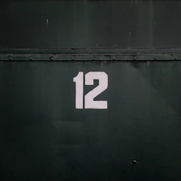 12-printed on black steel gate