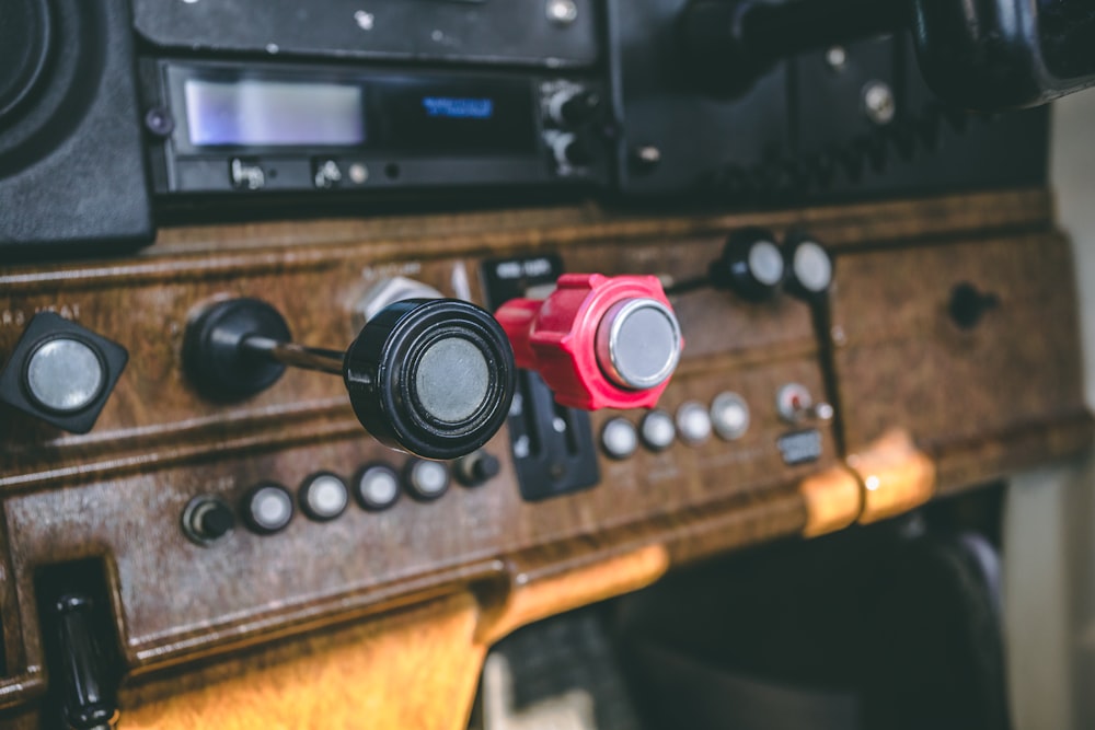 red and black control knobs