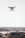 A drone hovering above a blurred distant landscape, featuring a camera mounted underneath its body against a clear sky.