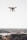 A drone hovering above a blurred distant landscape, featuring a camera mounted underneath its body against a clear sky.