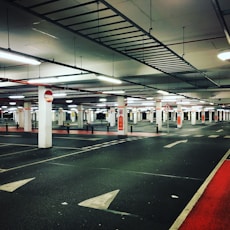 gray and white indoor parking lot