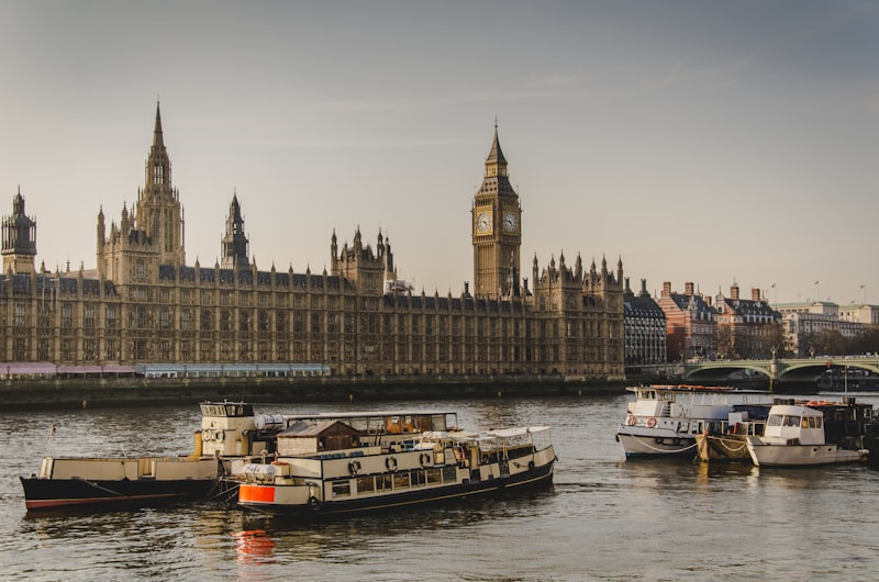Boats on the Thames with Big Ben