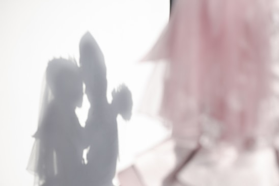 A softly lit photograph capturing a delicate embrace between two figures, highlighting subtle shadows and gentle curves.