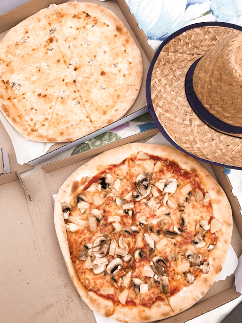 Pizza ingredients flat lay