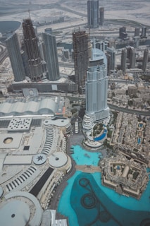 Aerial view of a bustling city with ongoing construction.