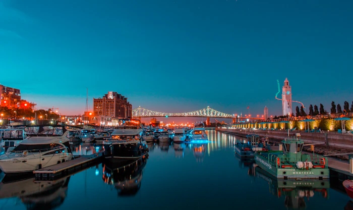 Montreal city skyline at dusk