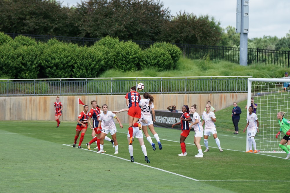 girls soccer team playing